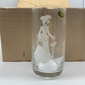 BOHEMIA CRYSTAL 6 CLEAR GLASS HIGHBALL TUMBLERS WOMAN SILHOUETTE GLASSES